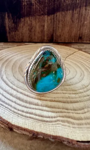 CHUNKY TURQUOISE and Sterling Silver Ring • Size 12