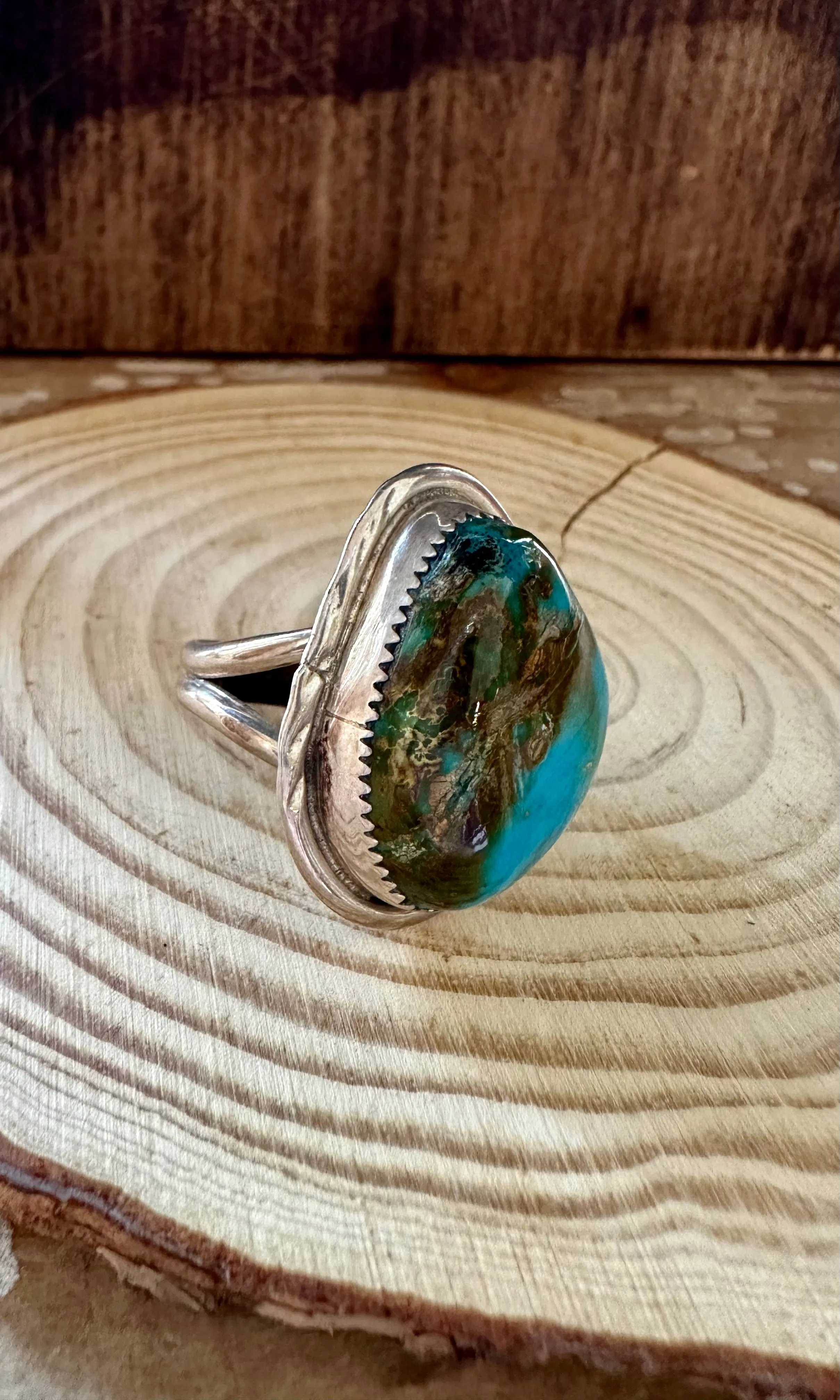 CHUNKY TURQUOISE and Sterling Silver Ring • Size 12