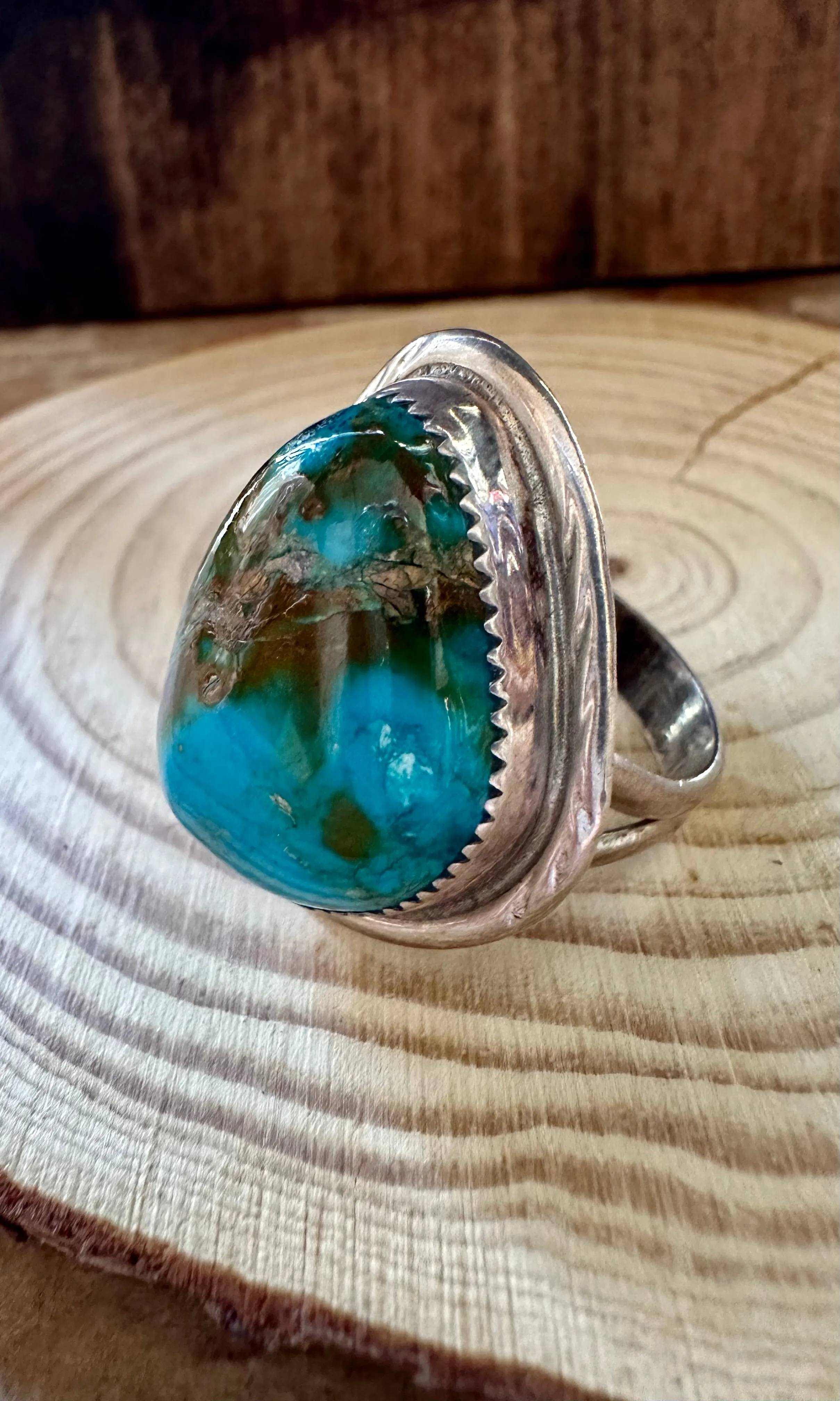 CHUNKY TURQUOISE and Sterling Silver Ring • Size 12