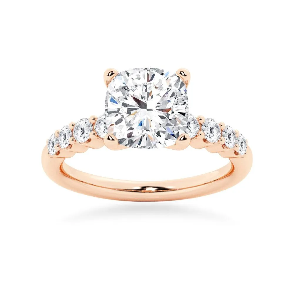 Classic Shared-Prong Cushion Cut Moissanite Engagement Ring