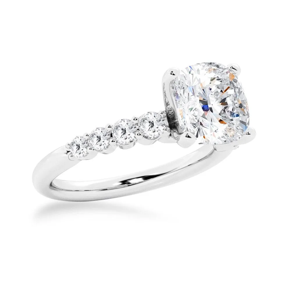 Classic Shared-Prong Cushion Cut Moissanite Engagement Ring