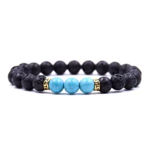 Classy Men Bracelet Lava Stone Turquoise