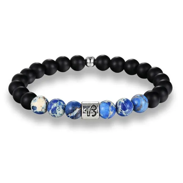 Classy Men Capricorn Blue Beaded Zodiac Bracelet