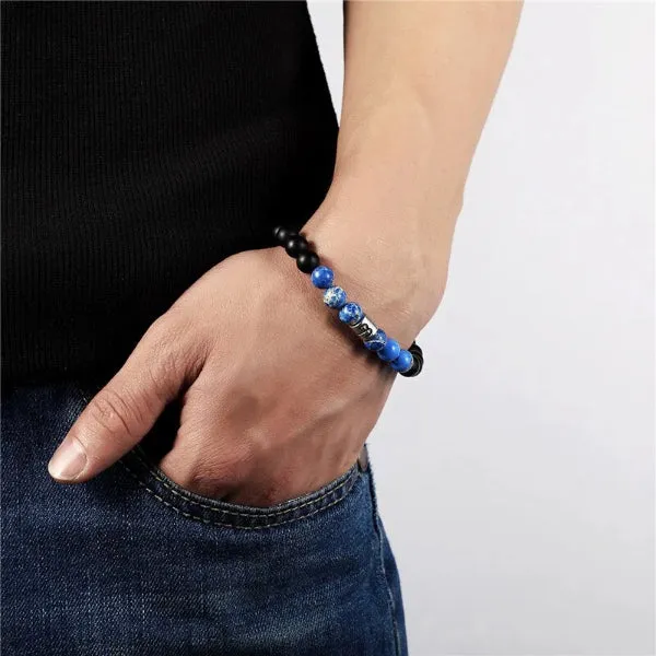 Classy Men Capricorn Blue Beaded Zodiac Bracelet