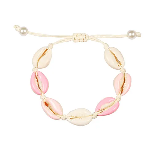 Colorful Printed Women Bracelet Shell Conch Braid Ankle Chain