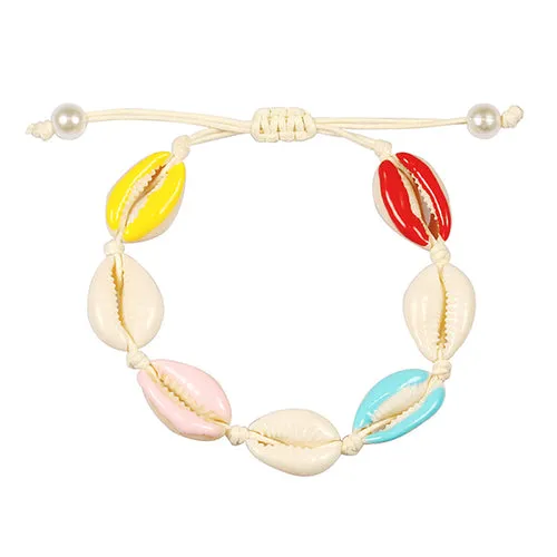 Colorful Printed Women Bracelet Shell Conch Braid Ankle Chain