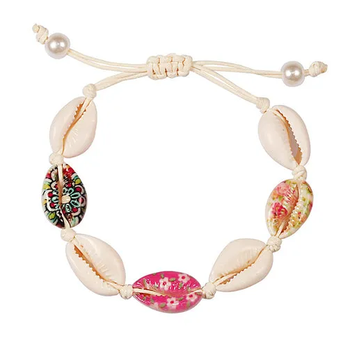 Colorful Printed Women Bracelet Shell Conch Braid Ankle Chain