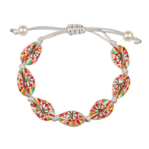 Colorful Printed Women Bracelet Shell Conch Braid Ankle Chain