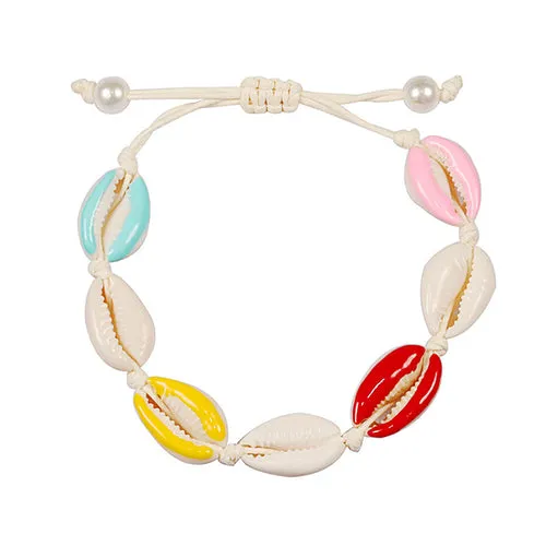 Colorful Printed Women Bracelet Shell Conch Braid Ankle Chain