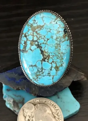 Cripple Creek Big Oval Turquoise Ring 8