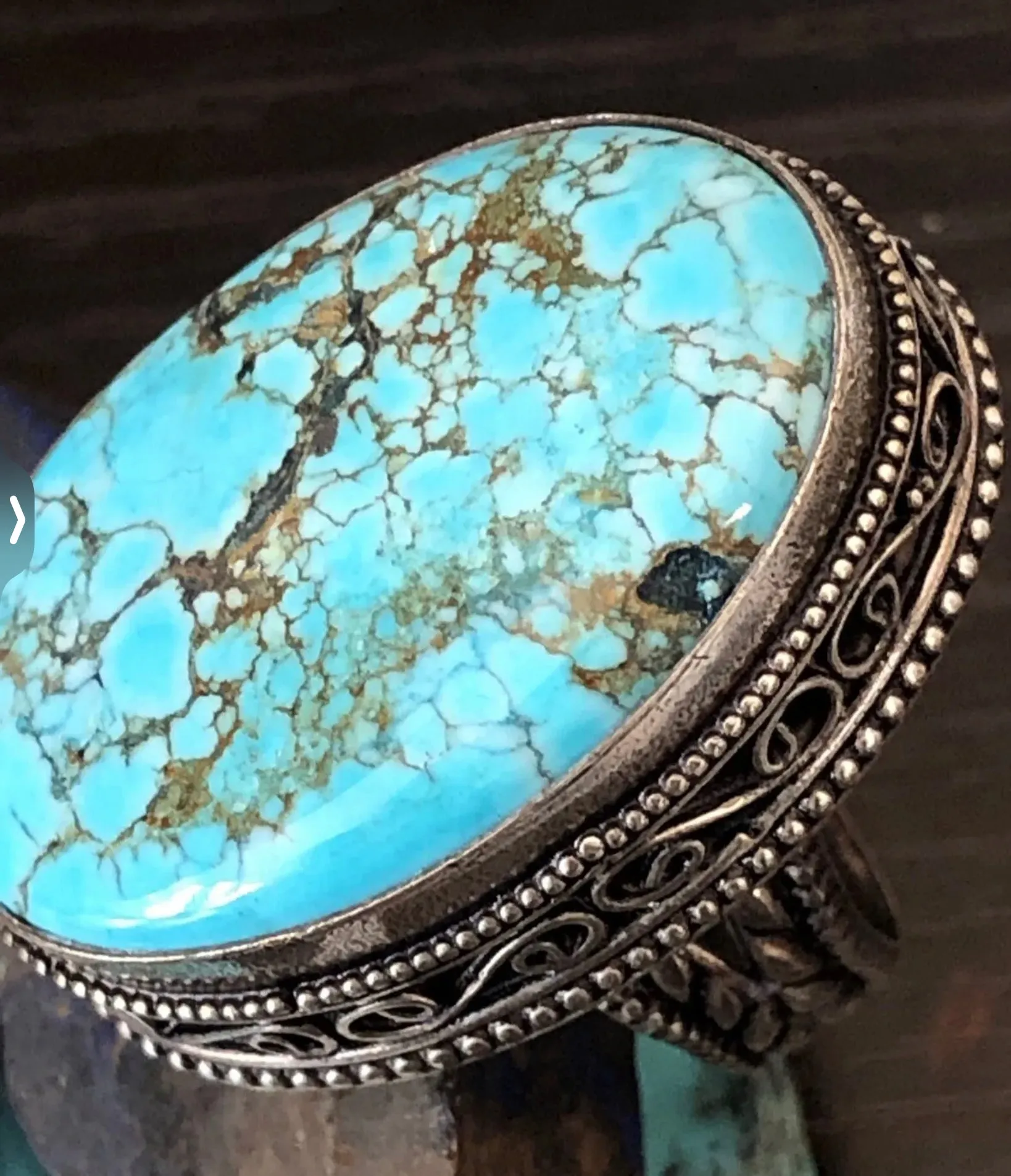 Cripple Creek Big Oval Turquoise Ring 8