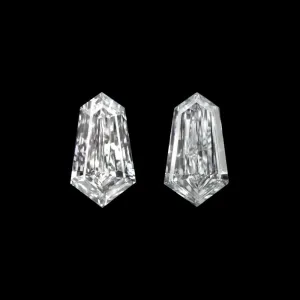 D VS BULLET SHAPE DIAMOND PAIR CUSTOM CUT BAGUETTE KITE SIDE ACCENTS EARRINGS