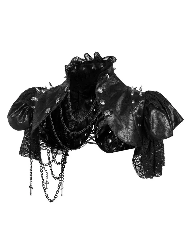 Dark Gothic Leather and Lace Studd Shrug