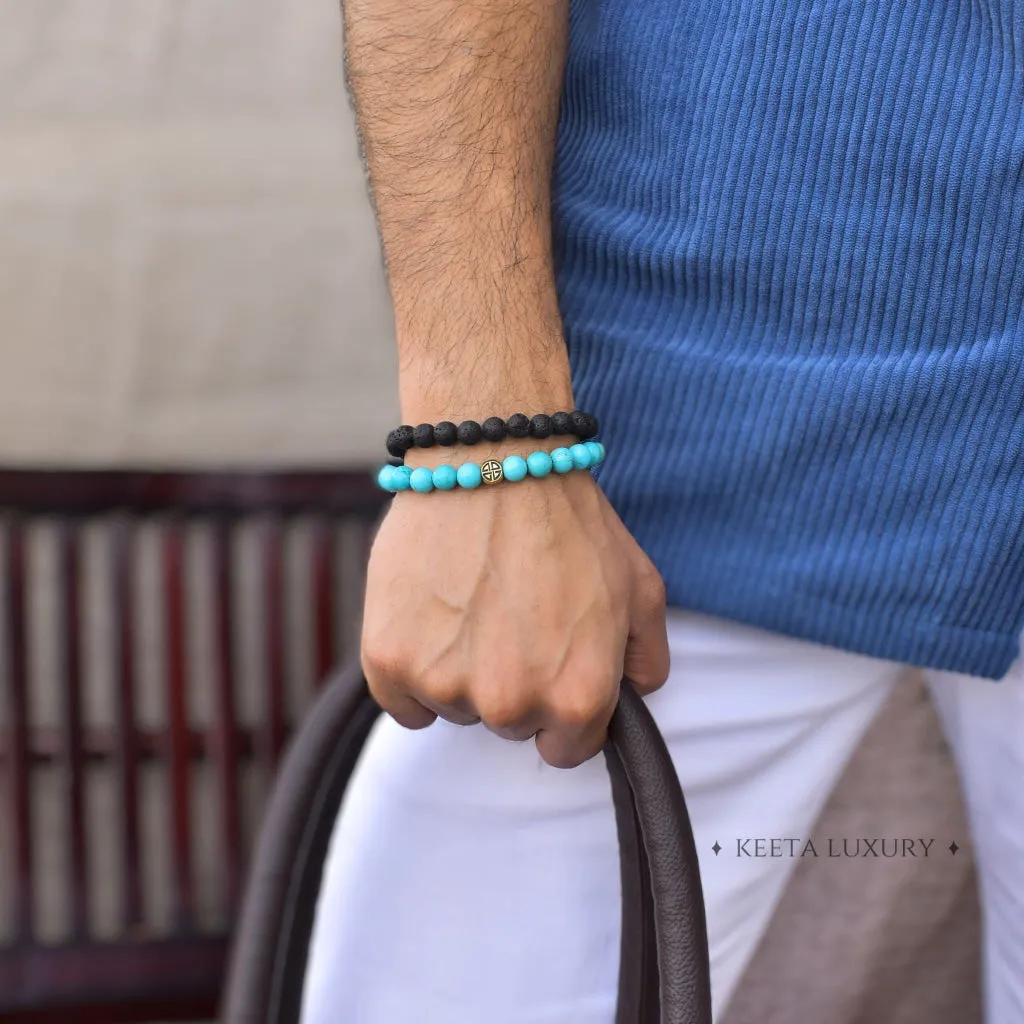 Dual Elemental - Turquoise & Lava Bead Bracelets