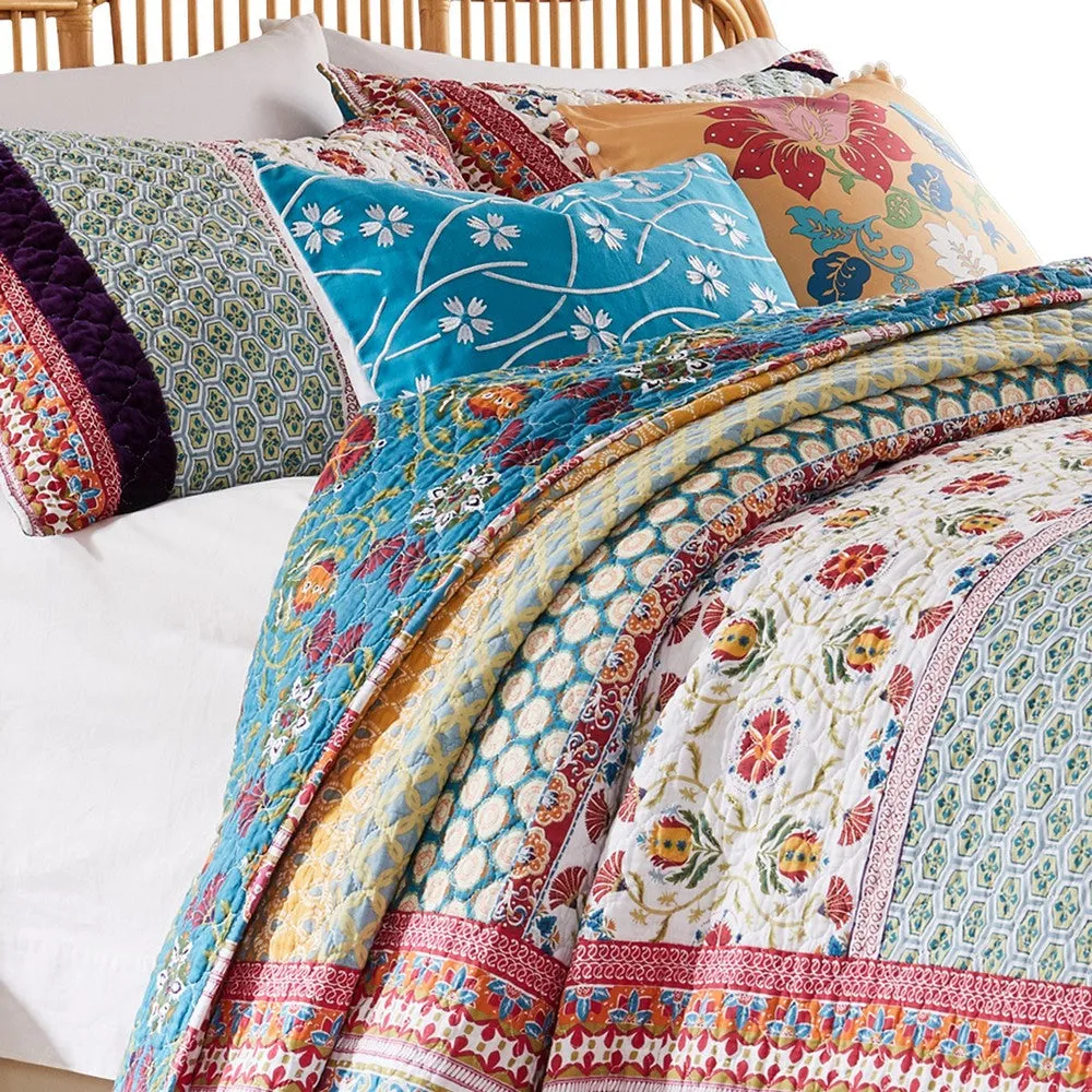 Ello 3pc Queen Bedspread and Pillow Sham Set, Multicolor Bohemian Print By Casagear Home