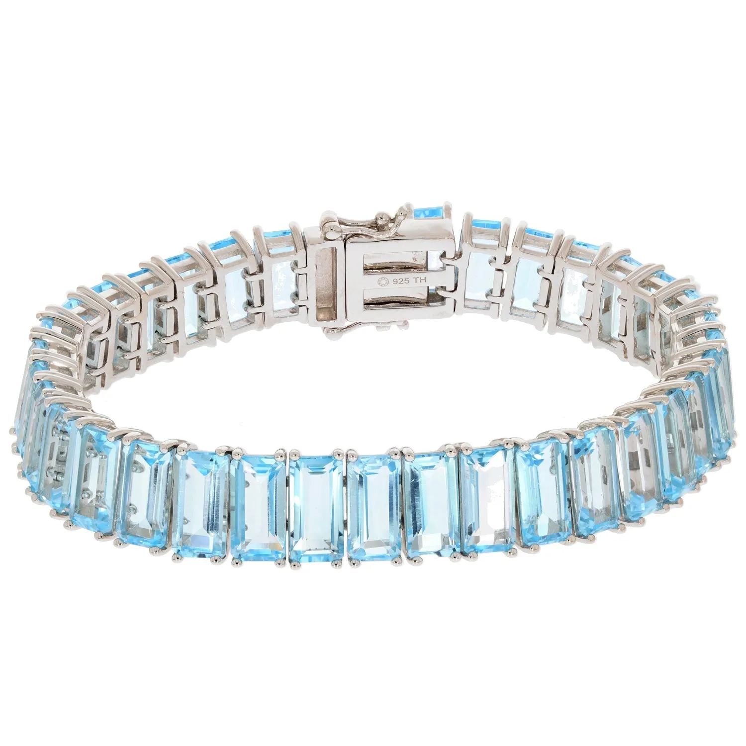 Emerald Blue Topaz Sterling Silver Bracelet with Accent