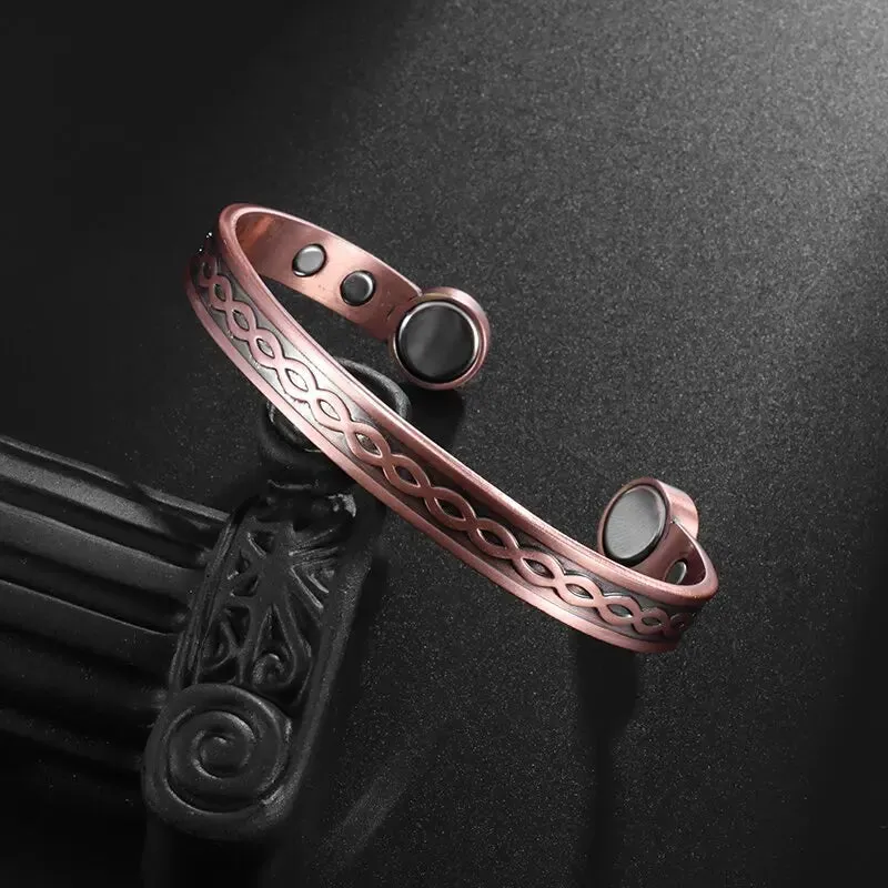 Fashion Magnetic Opening Adjustable Red Copper Retro Bracelet Cross Bracelet for Men