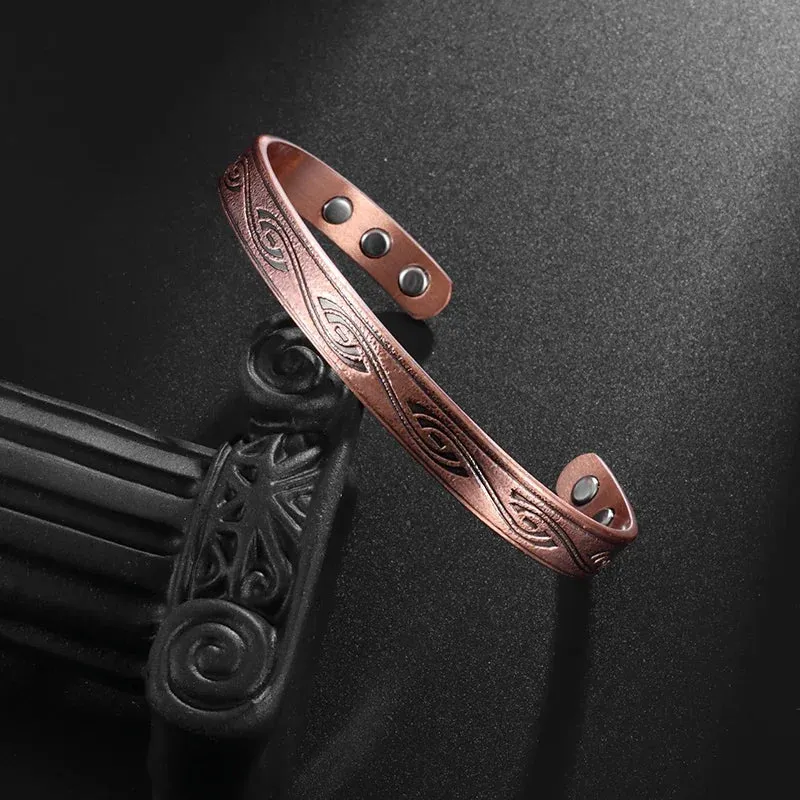 Fashion Magnetic Opening Adjustable Red Copper Retro Bracelet Cross Bracelet for Men