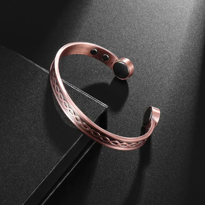 Fashion Magnetic Opening Adjustable Red Copper Retro Bracelet Cross Bracelet for Men