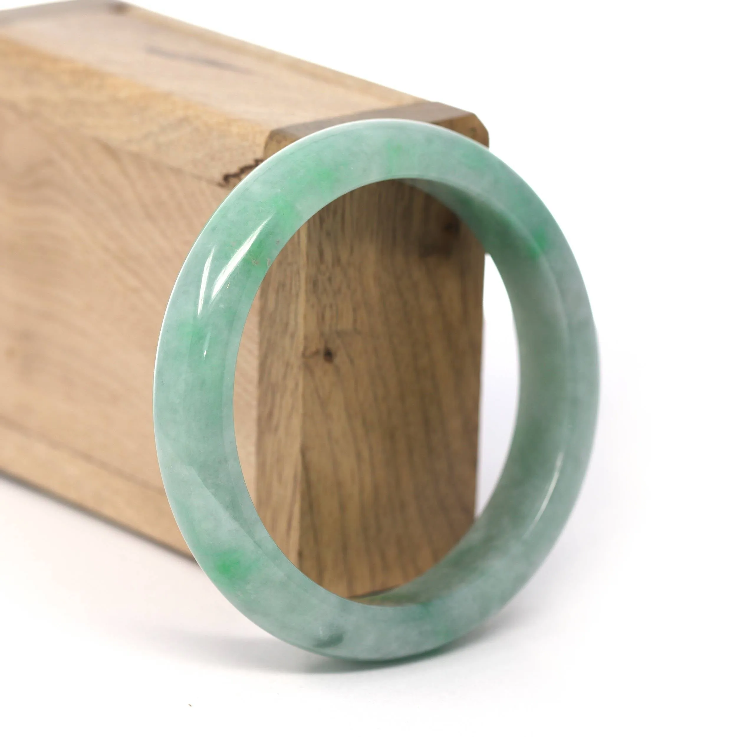 Genuine Burmese Forest Green Jadeite Jade Bangle Bracelet (58.23 mm) #260