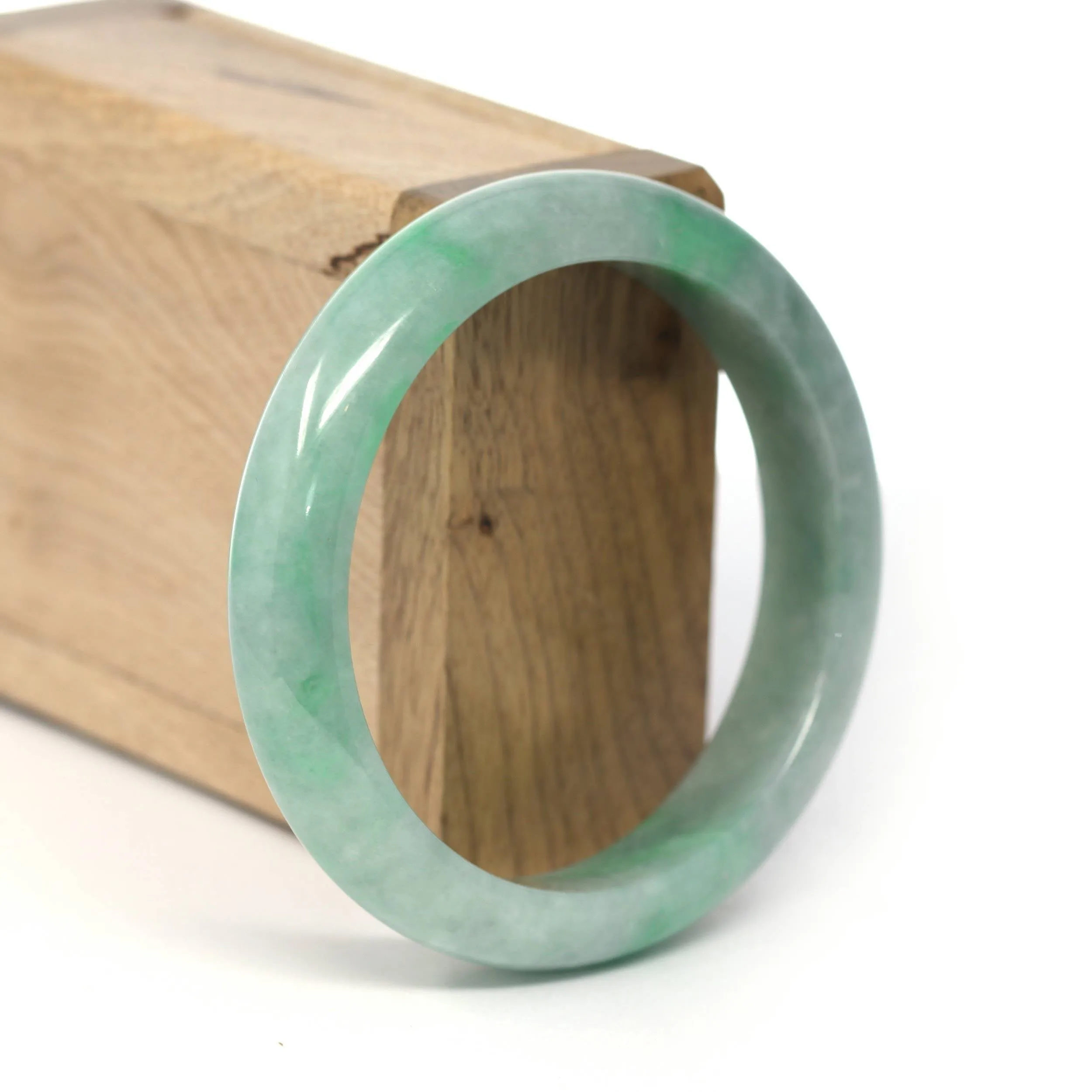 Genuine Burmese Forest Green Jadeite Jade Bangle Bracelet (58.23 mm) #260