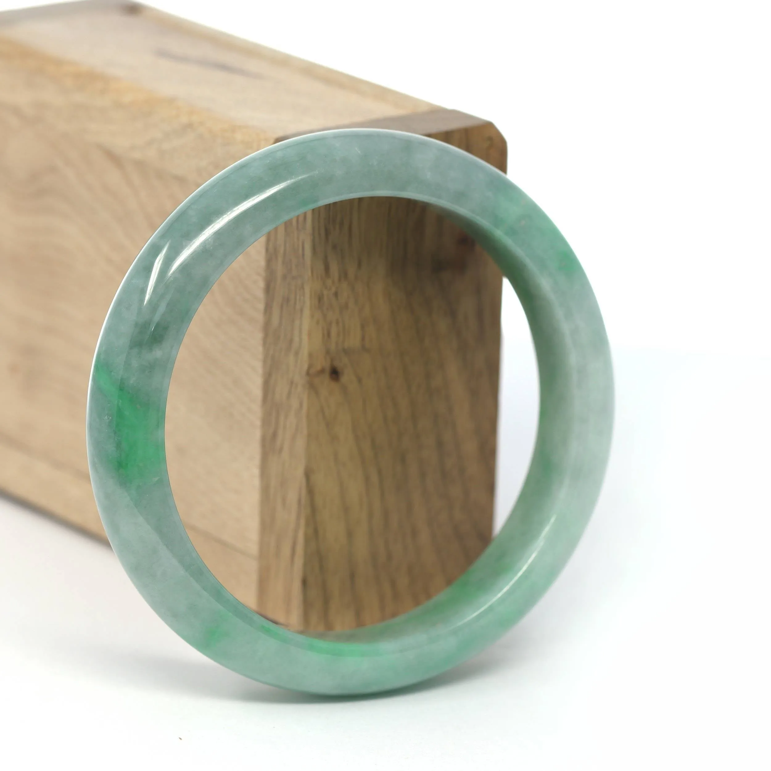 Genuine Burmese Forest Green Jadeite Jade Bangle Bracelet (58.23 mm) #260