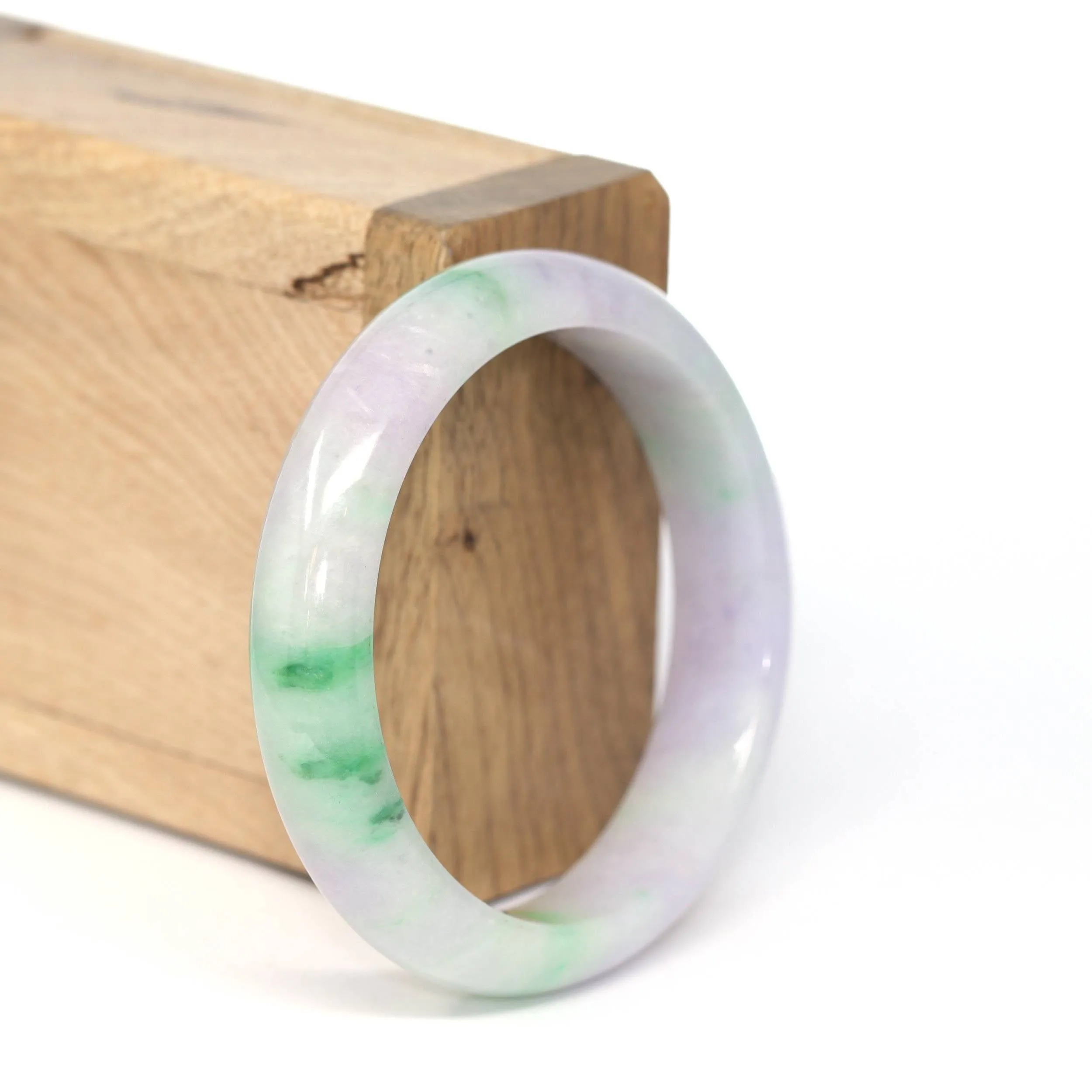 Genuine Burmese Lavender & Green Jadeite Jade Bangle Bracelet ( 53.38 mm ) #240