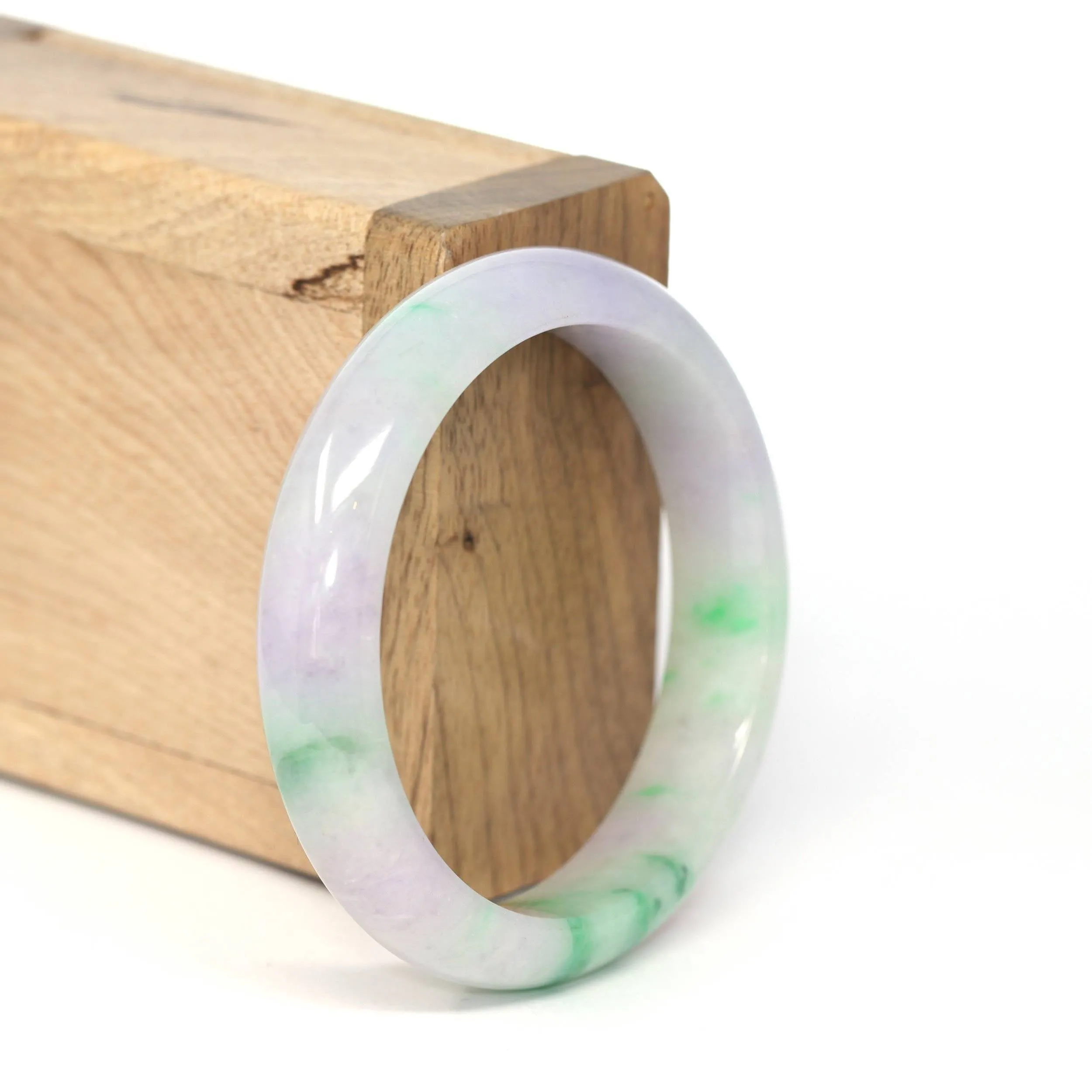 Genuine Burmese Lavender & Green Jadeite Jade Bangle Bracelet ( 53.38 mm ) #240