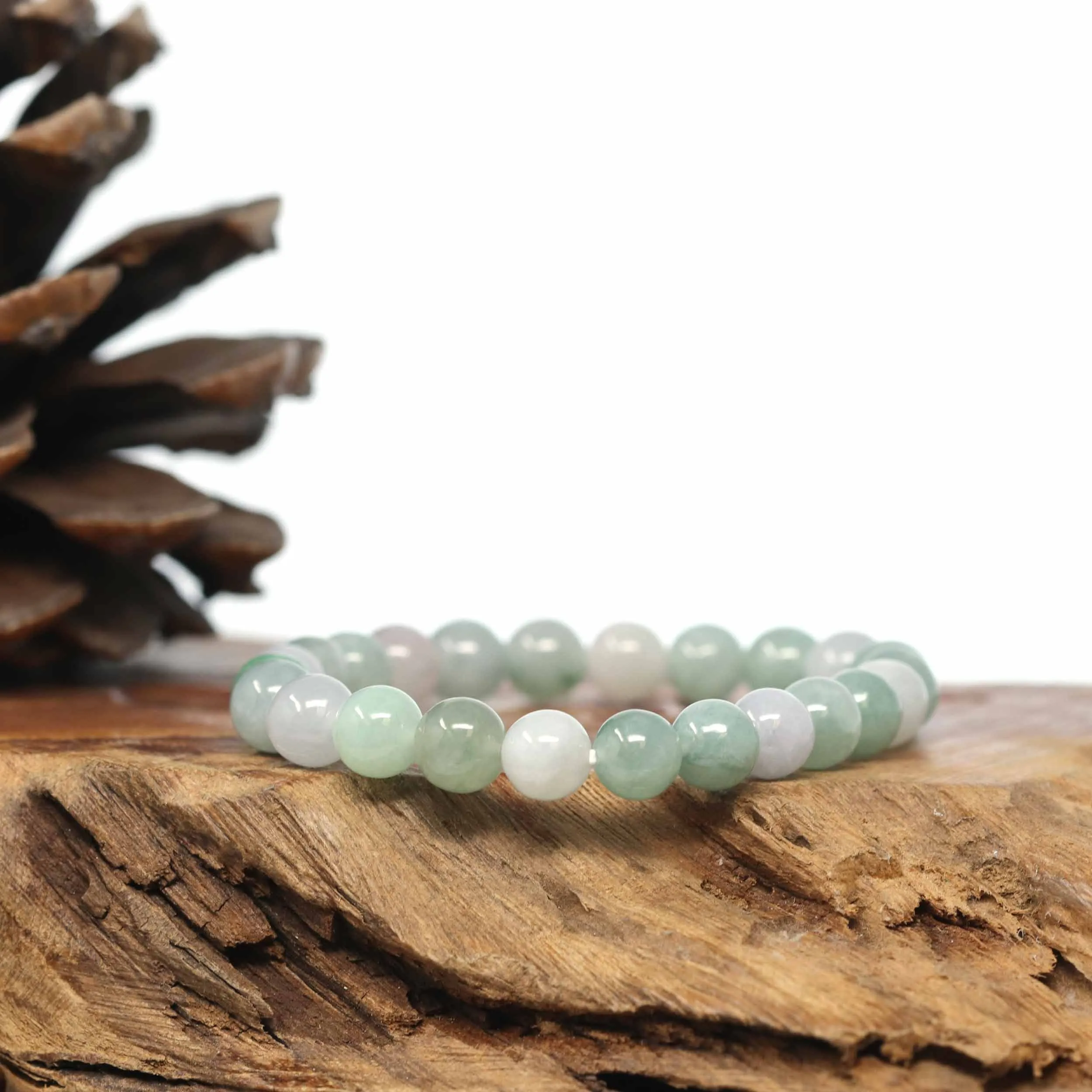 Genuine Jadeite Jade Round Multiple Colors Beads Bracelet (7.5mm)