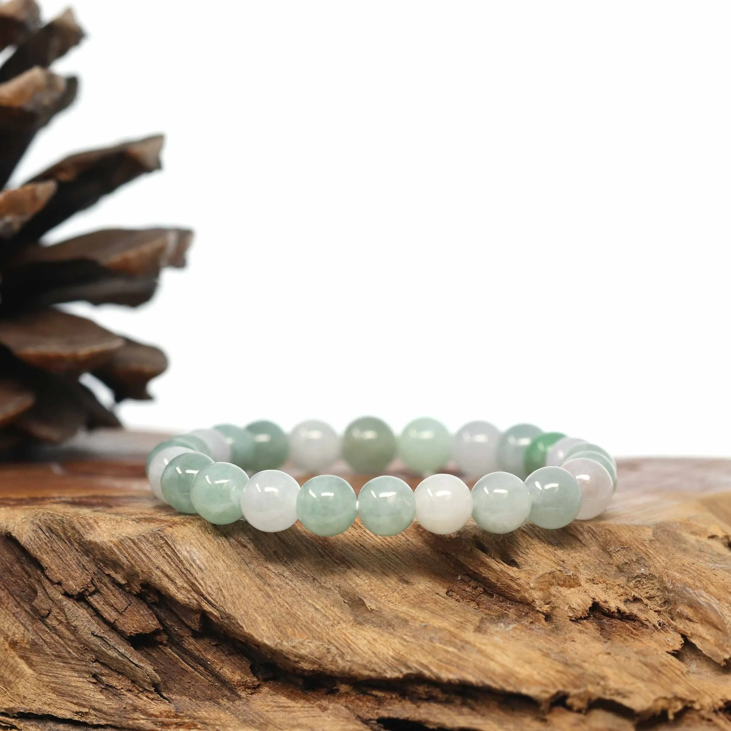 Genuine Jadeite Jade Round Multiple Colors Beads Bracelet (7.5mm)