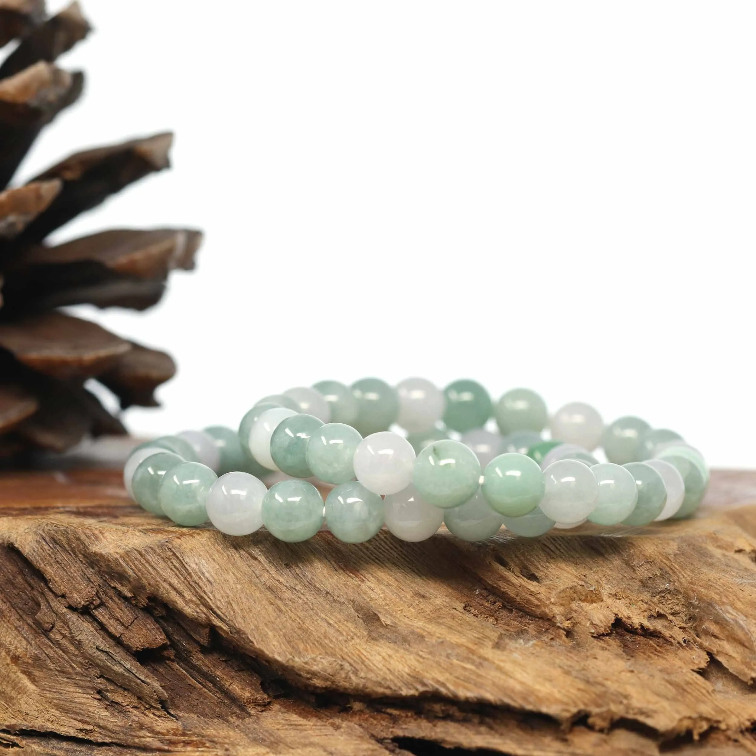 Genuine Jadeite Jade Round Multiple Colors Beads Bracelet (7.5mm)