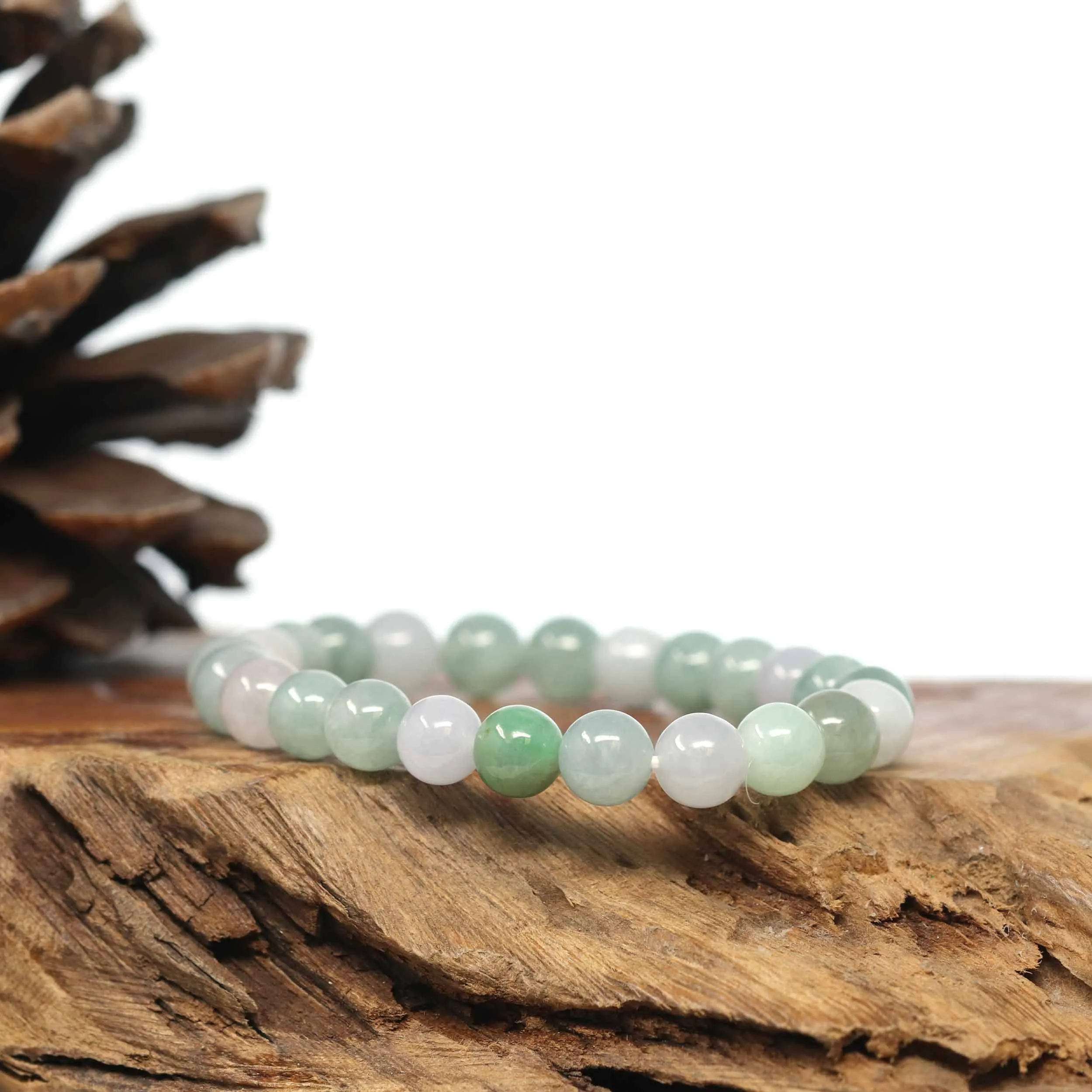 Genuine Jadeite Jade Round Multiple Colors Beads Bracelet (7.5mm)