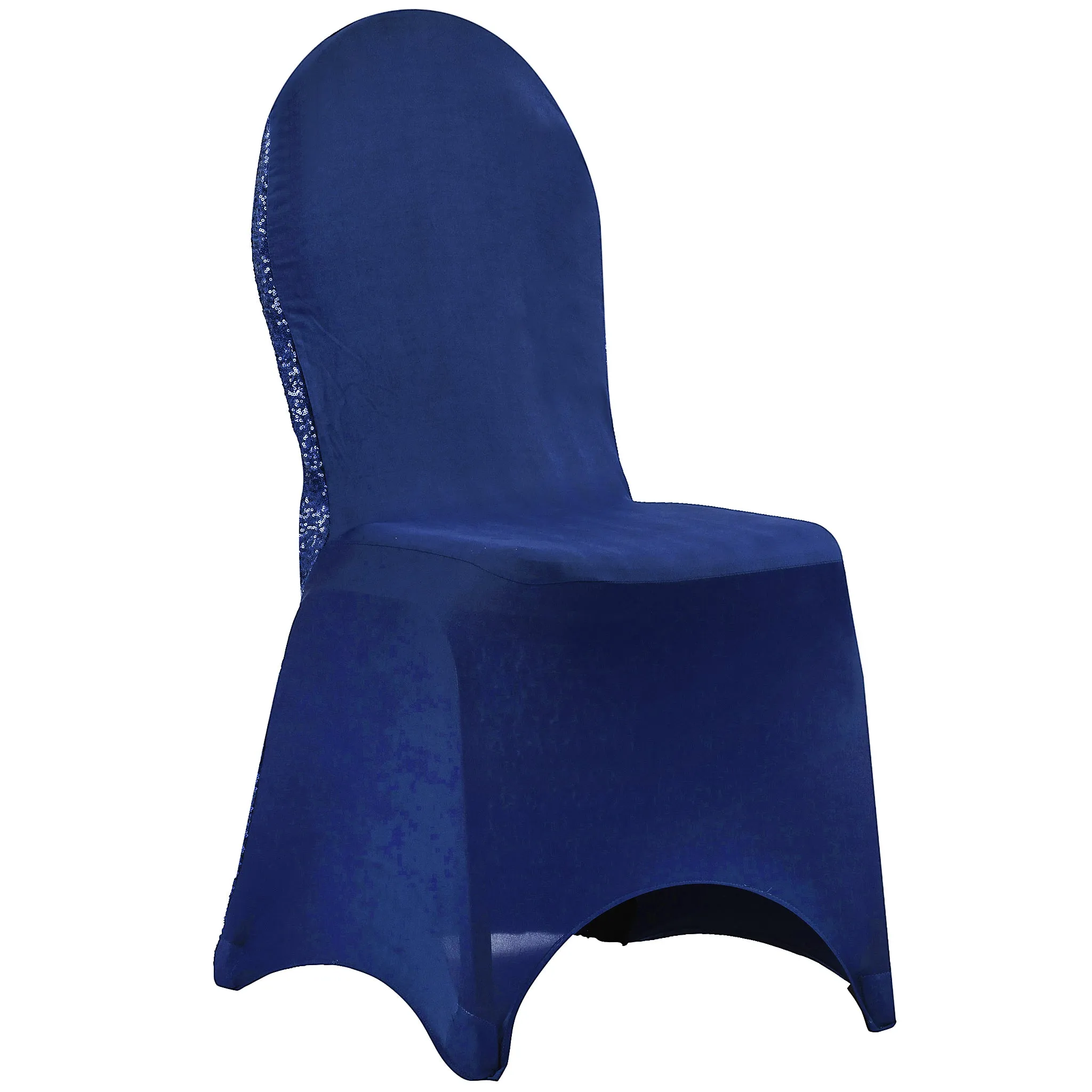 Glitz Sequin Stretch Spandex Banquet Chair Cover - Navy Blue