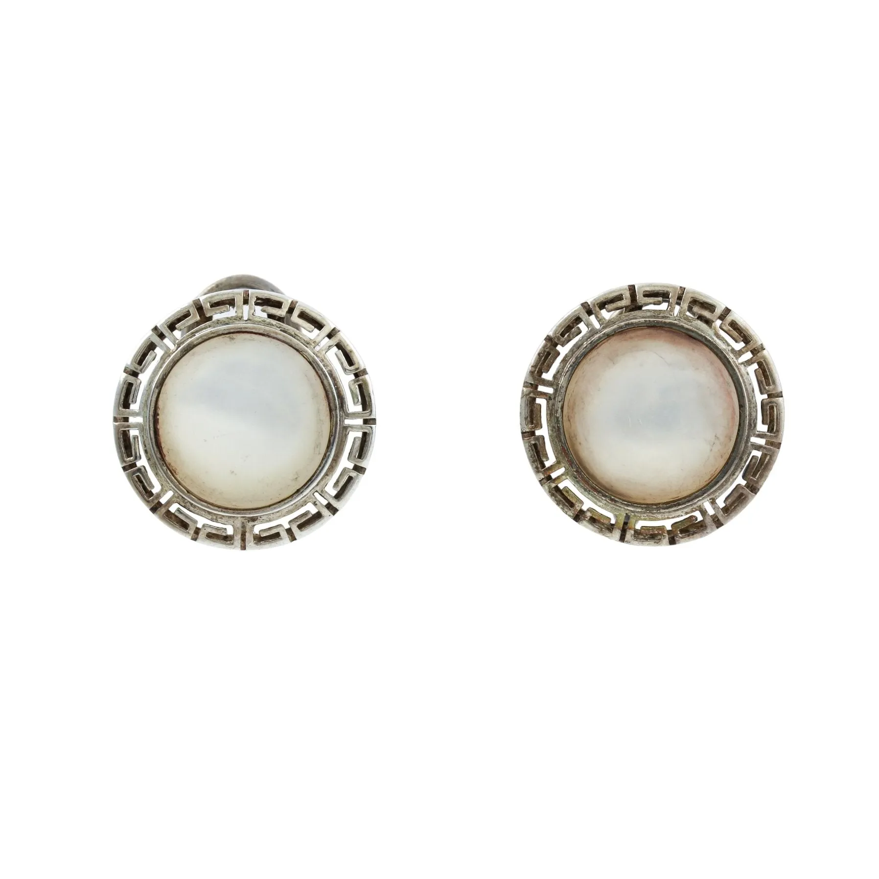 Greek Key Meandrous Shell Stud Earrings