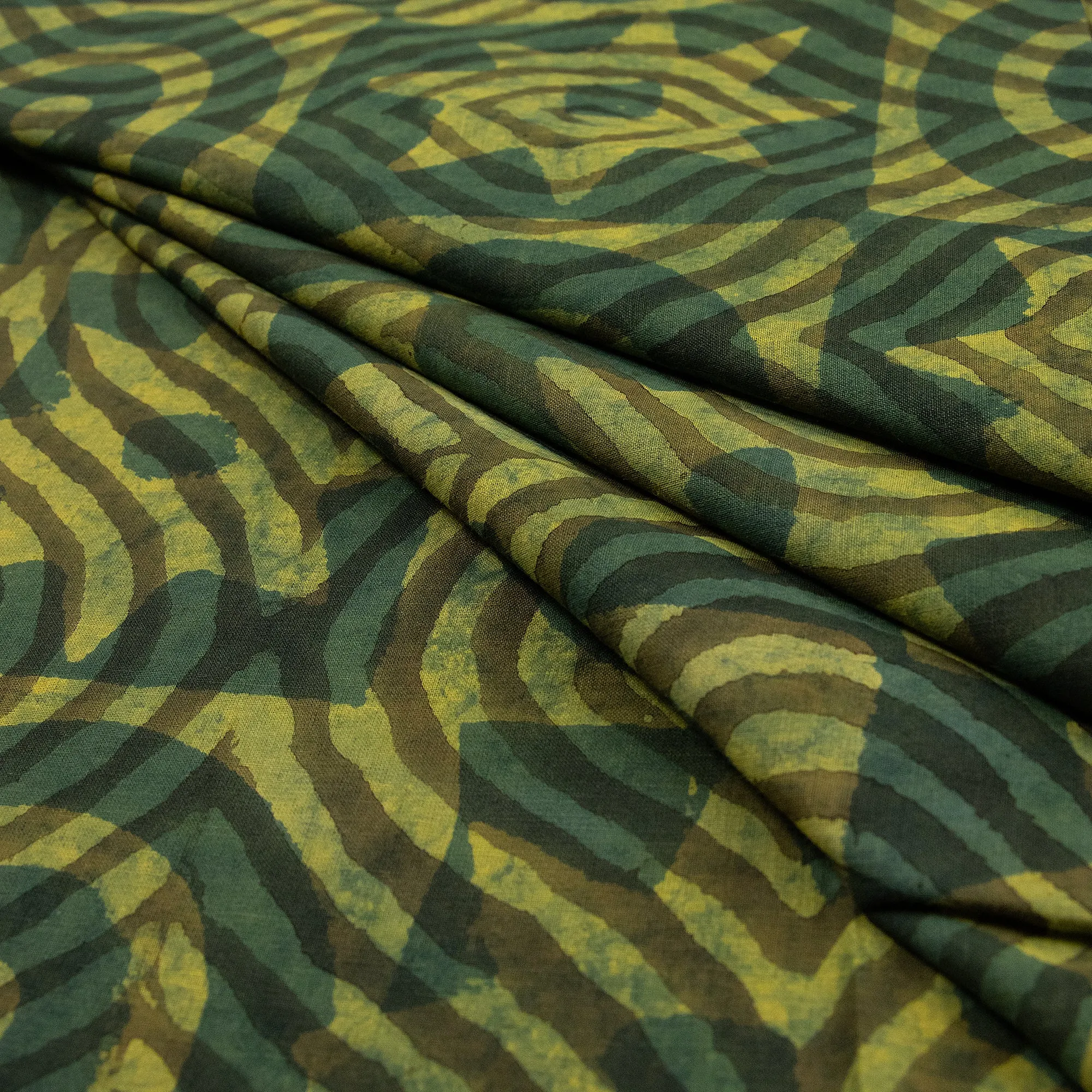 Green Dabu Print Pure Cotton Fabric