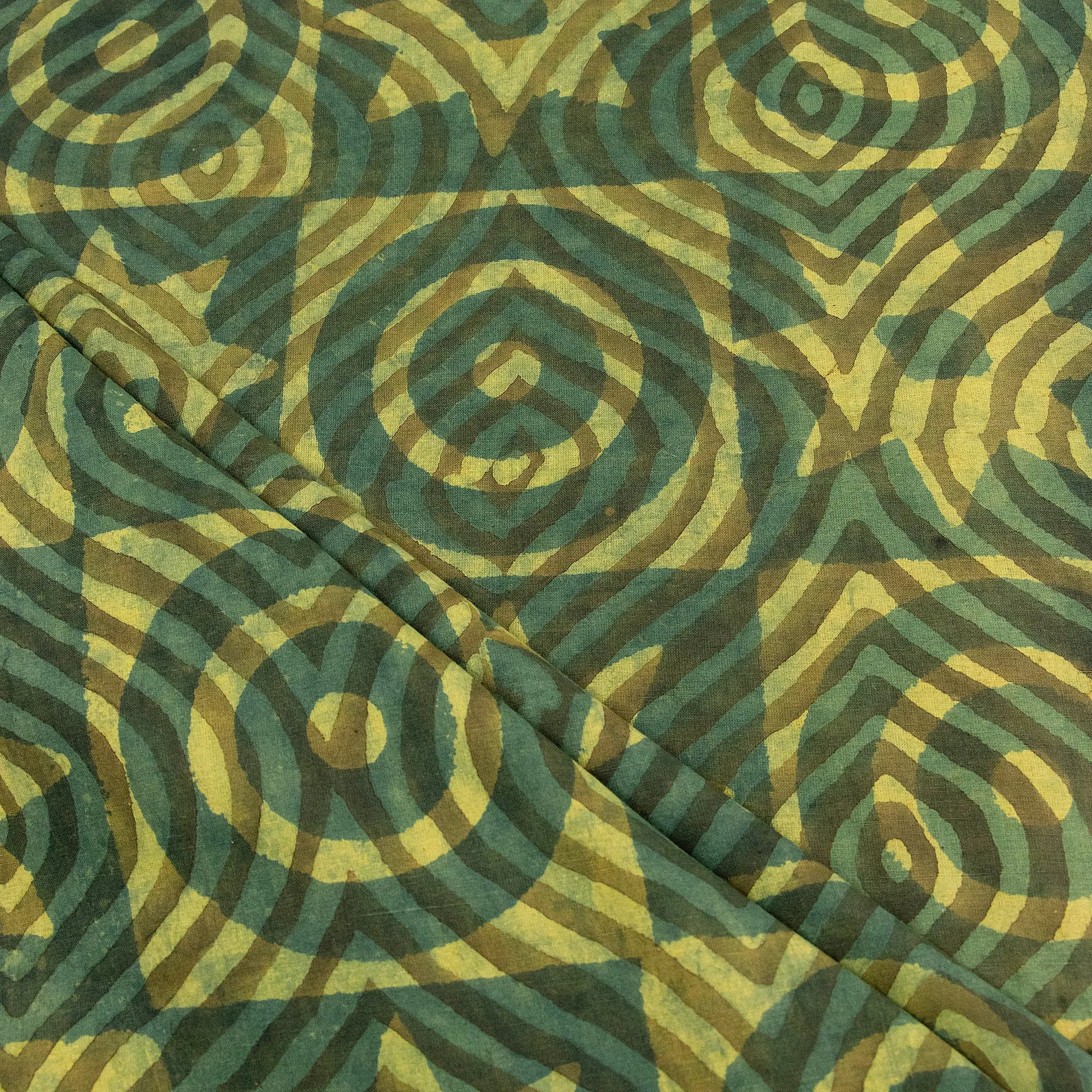 Green Dabu Print Pure Cotton Fabric