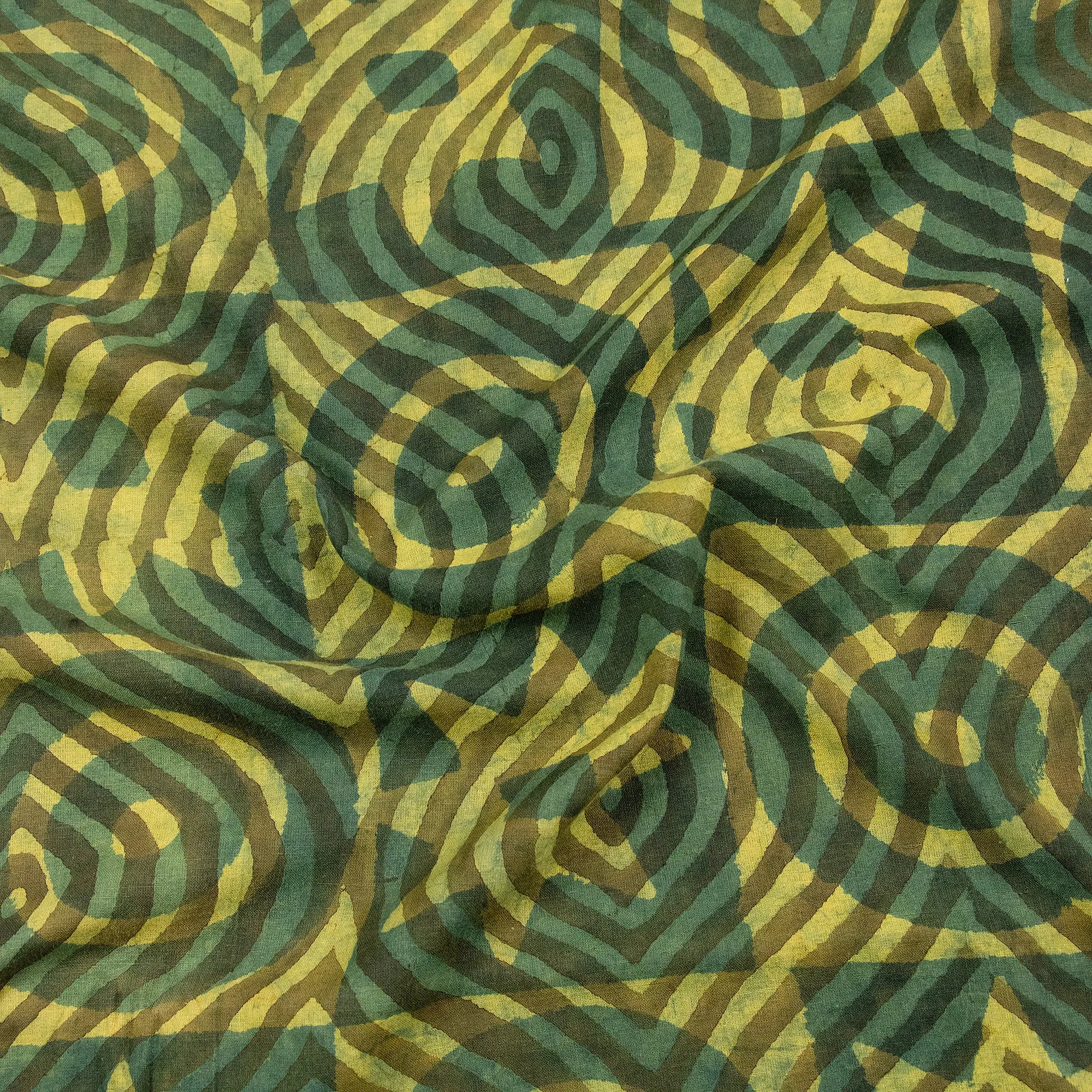 Green Dabu Print Pure Cotton Fabric