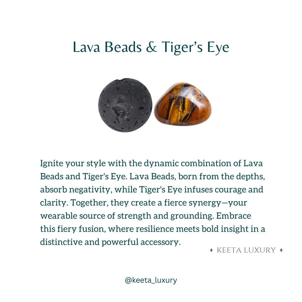 Green Treasure - Tiger Eye and Lava Bracelet