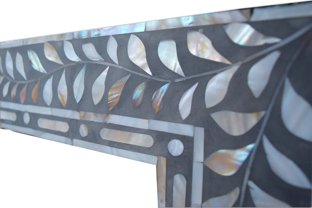 Grey Mother Of Pearl Inlay Leaf Mirror