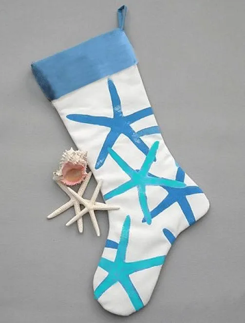 Hand-Painted Coastal/Nautical Christmas Stockings