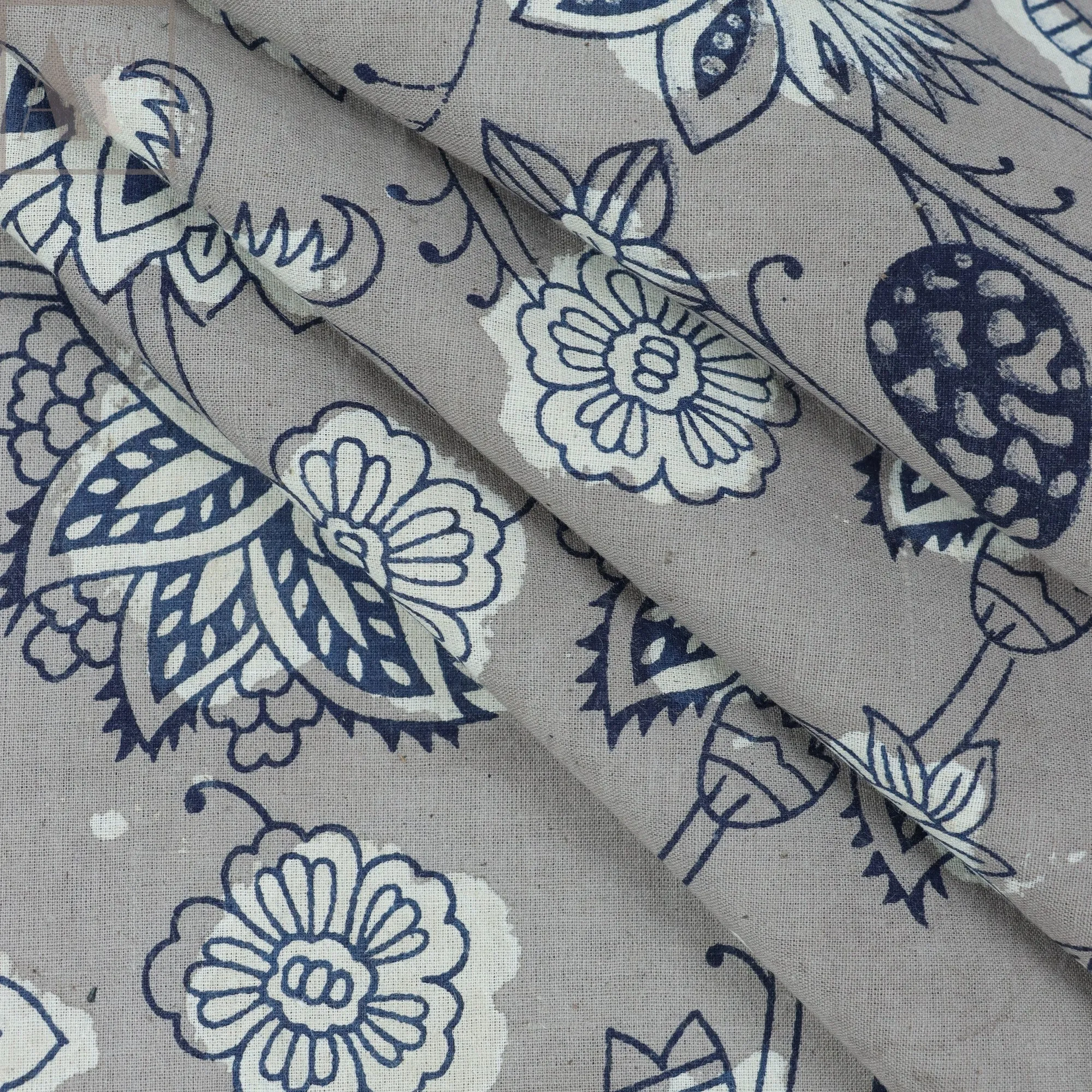 Handmade Natural Dyed Leaf Dabu Print Cotton Fabric