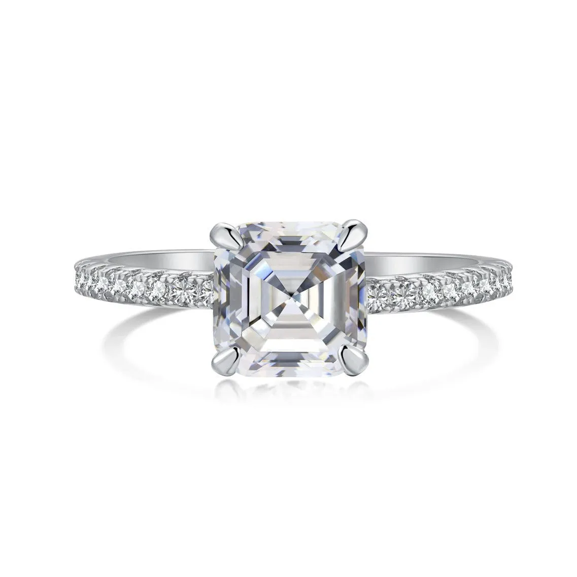 Hidden Halo 2 Carat Asscher Cut Solitaire Engagement Ring