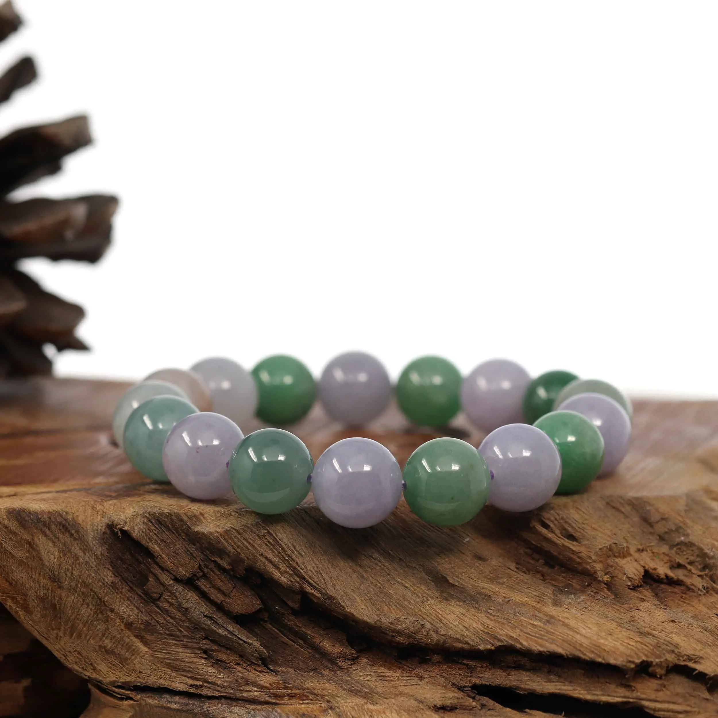 High end Genuine Jadeite Jade Round Multiple Colors Beads Bracelet (12 mm)