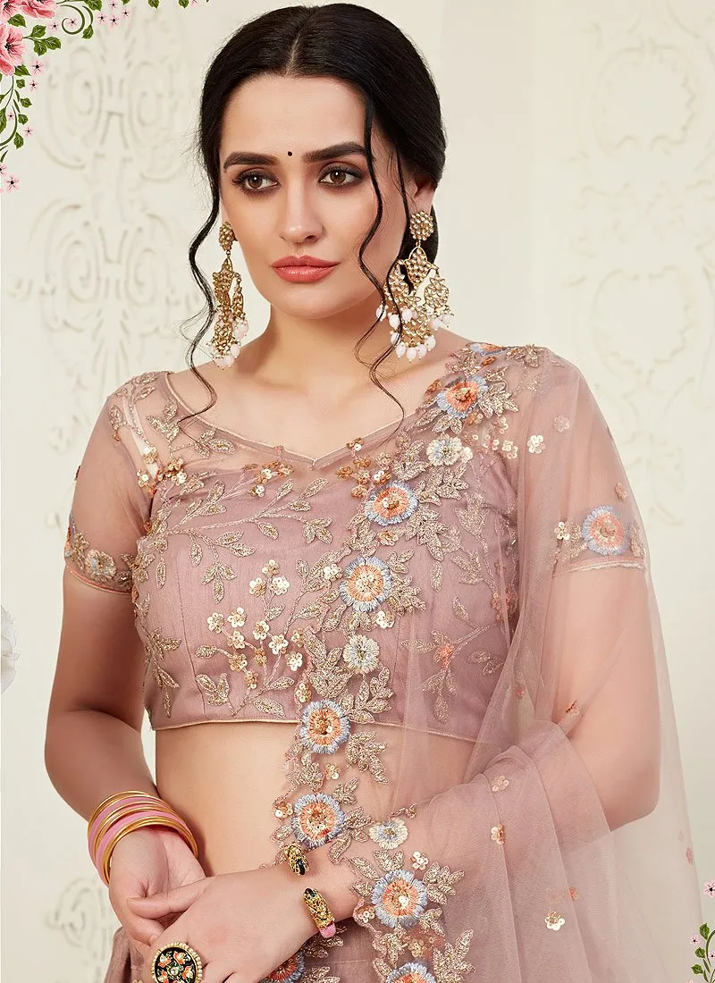 Incredible Mauve Floral Embroidered Stunning Lehenga Choli