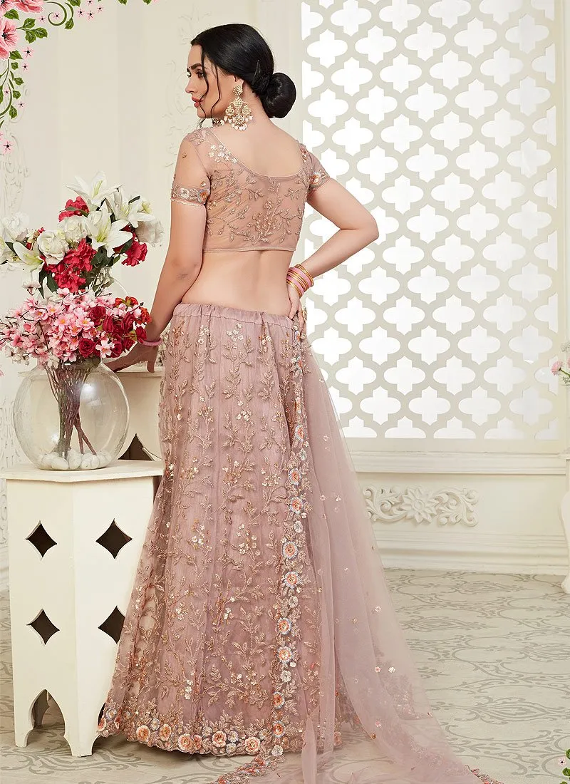 Incredible Mauve Floral Embroidered Stunning Lehenga Choli