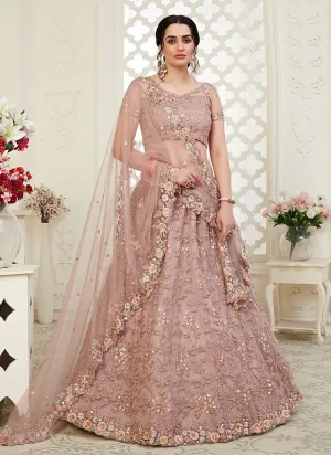 Incredible Mauve Floral Embroidered Stunning Lehenga Choli