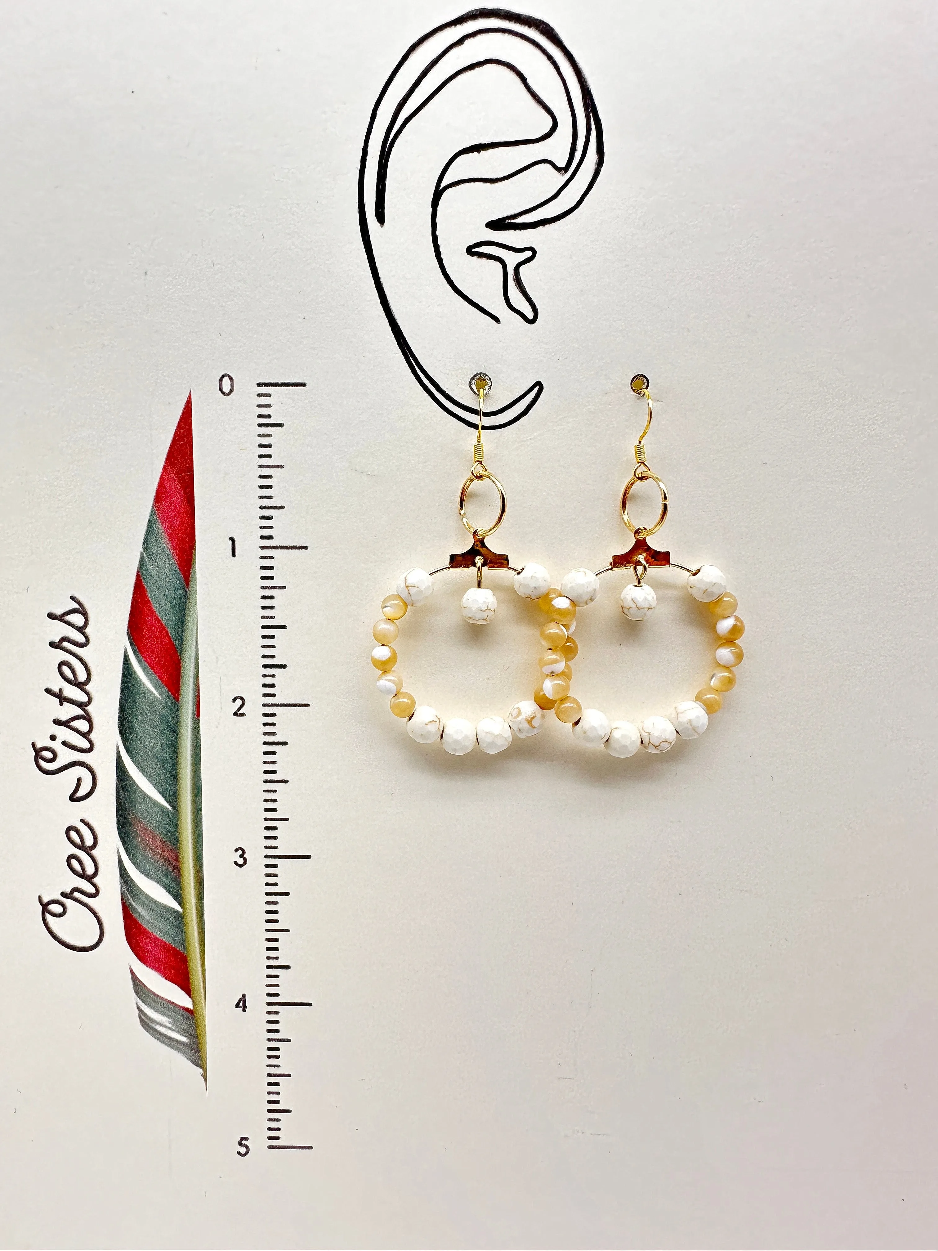 Indigenous Handmade Earrings - Howlite & Mother-of-Pearl