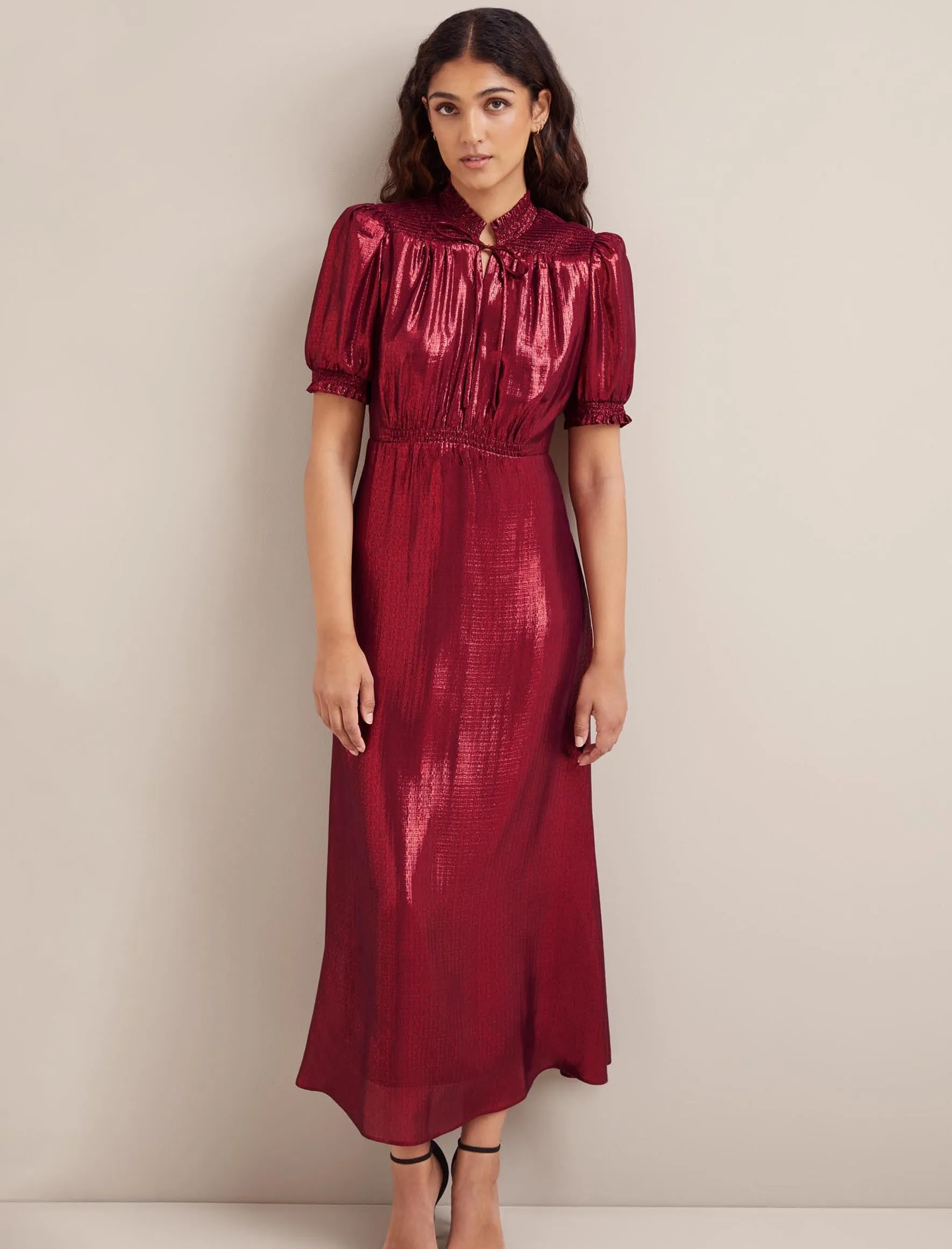 Irina Silk Blend Bias Cut Maxi Dress - Burgundy