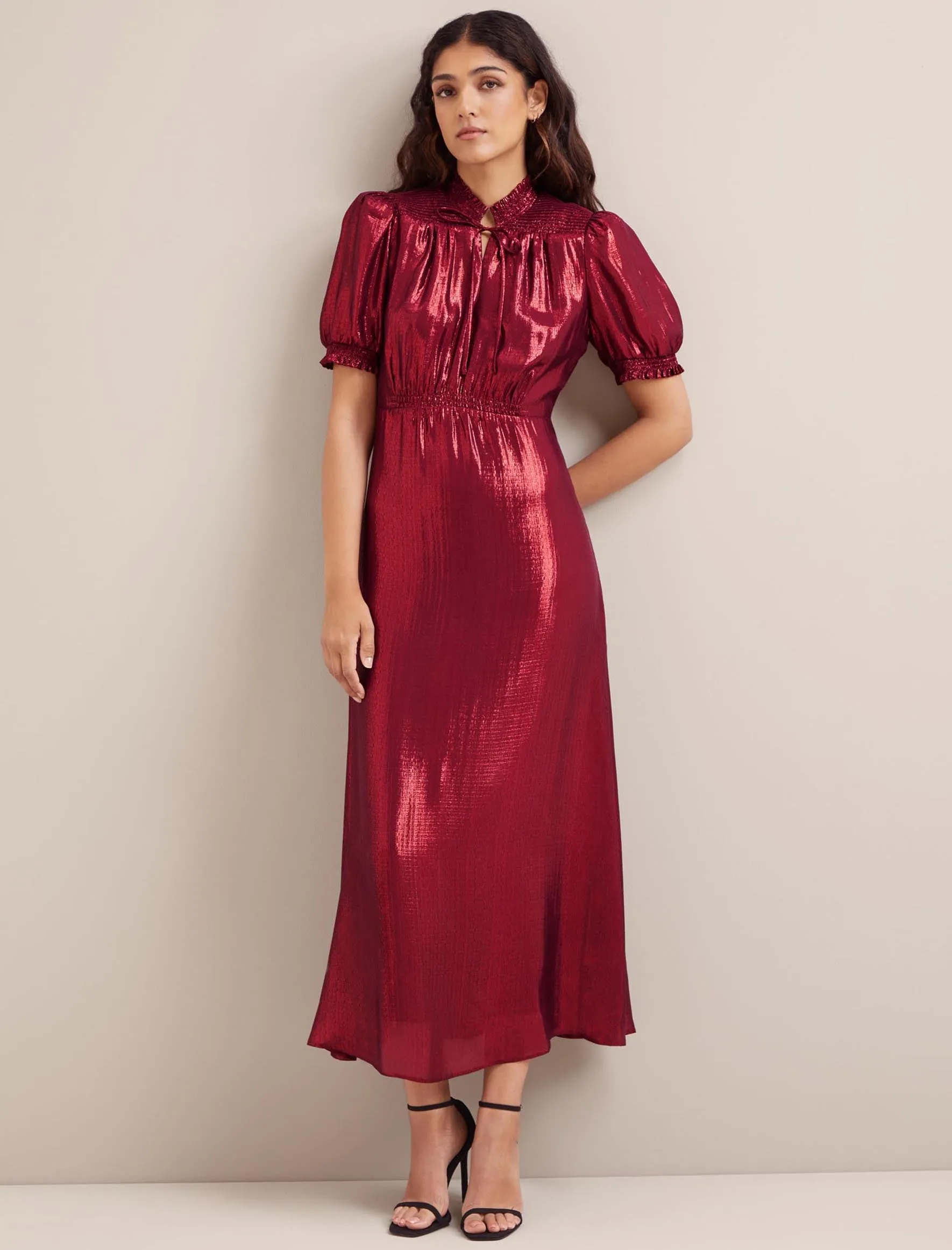 Irina Silk Blend Bias Cut Maxi Dress - Burgundy