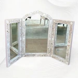 Isabelle MOP Inlay Floral Triple Mirror Lavender Secret